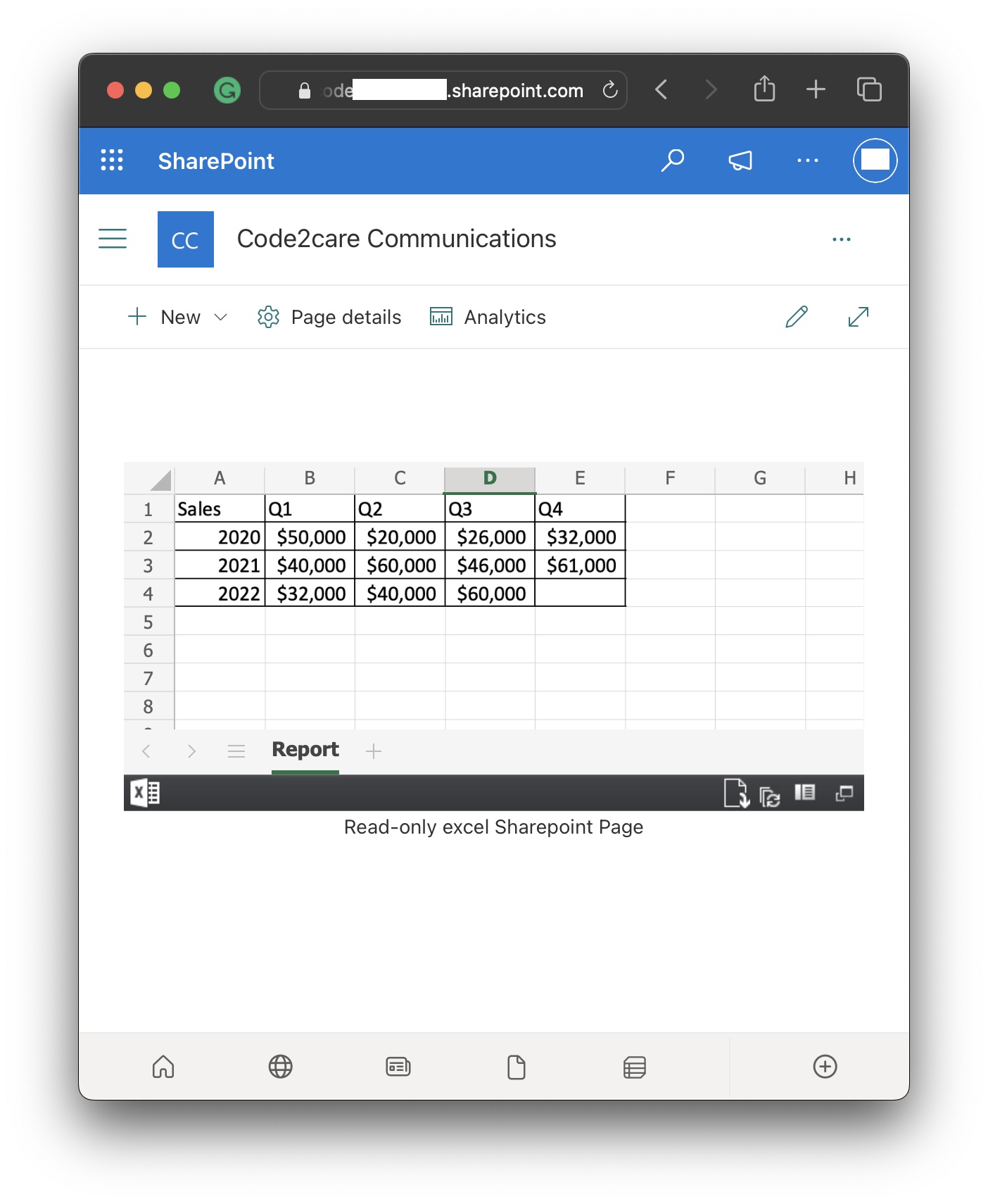 Display Excel Spreadsheet on Sharepoint Page